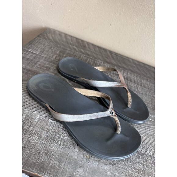 Women's Olukai Ho'opio Leather Flip Flop Sandals Size 7.5 - Picture 2 of 4